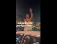 Collab ClipsIG - Mom white dress dance on car sunroof