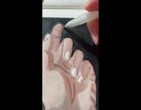 Compilation of clips of a painting of a hand by brush 
