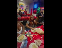 Woman scream scared of Chuck E Cheese mascot