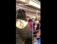 Group Thanksgiving dinner inside the subway train
