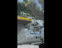 White truck cant fit through tunnel