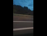 Truck burning on freeway