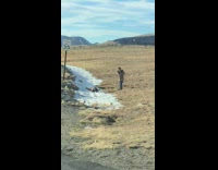 Woman jacket lie down small snow signage
