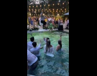 Groomsmen and Bridesmaids Jump into Swimming Pool