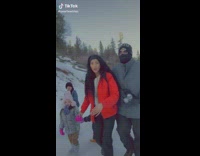 Woman asks a mom to record her sledding 