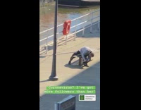 Woman brown coat sit luggage photo shoot