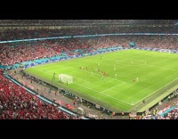 Fans reaction penalty win England vs Denmark