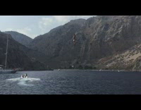 White shorts guy lets go drops lake 