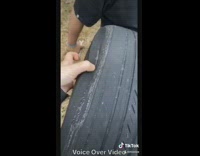 Girl changes car tire at boyfriends house 