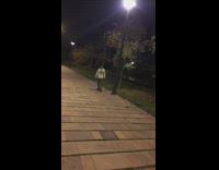 Boy jumps trips over bike rack