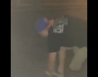 Guy holding fire rocket firework by mouth explodes in face