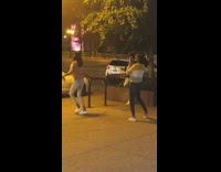 Woman sweater tiktok dance sidewalk at night Part 1