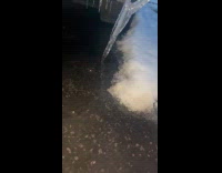 Icicle formed on the back of car