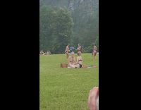 Black speedo guy park mountain random girl 
