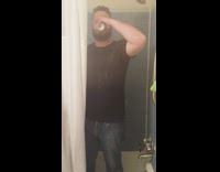 nswf guy shotgunning beer in shower with friend next to him