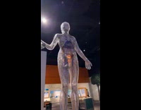 Girl says honk while pressing button to light up boobs 