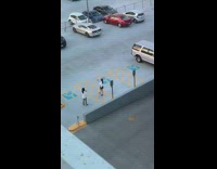 Girl white sleeves skirt pose parking lot
