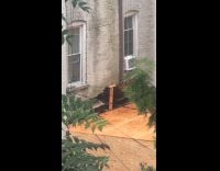 Collab WINY - Building wall held by T shaped wood 