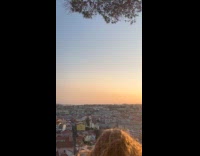 Sunset in the sky with town view