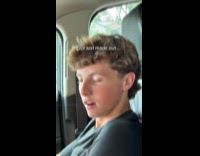 Man hair strand on mouth inside car