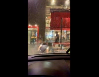 Guy runs on rain sleeps on floor