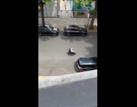 Collab WINY - Old man ride electric wheelchair on street