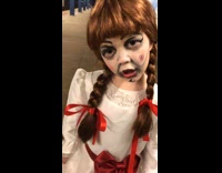 Girl annabelle doll halloween costume white dress 