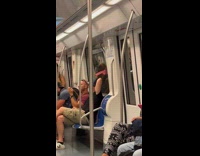 Collab Subway Creatures - Man in Train Plays with Dildo on Window