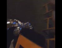 Helium girl guy falls on chair