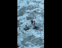 Two girls dance tiktok snow circular rock