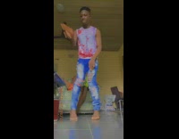 Purple shirt guy dances barefoot lakers jersey 