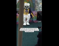 Couple on a date watching kids cry at easter bunny 