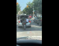 Collab winy - Guy ride on car trunk tow motorcycle