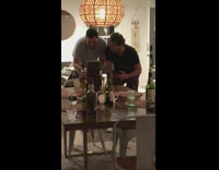 Two guys photograph whiskey liquor bottle box 