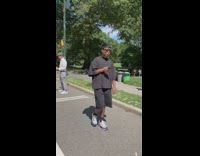 Old man say asshole on repeat megaphone park