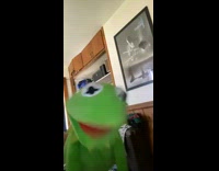 Kermit the frog puppet with great power 