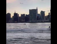 Filmer gets splashed by jet skis 