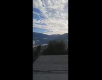 Morning view of the mountains from the roof of the house