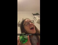 Girl found out that green drink is equivalent to five beers