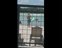 Collab Kook Of The Day - Blue shorts guy jumps on surfboard fail