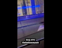 Car parked on street wrapped in Christmas lights 