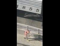 Man butt naked costume transparent dress sidewalk Part 2