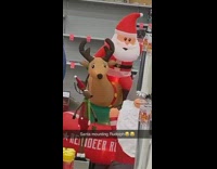 Inflatable christmas decoration santa rides brown reindeer 