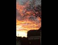 Orange clouds on sky during morning sunrise