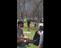 Guy punches ball tied to head park 