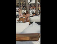 Girl pictures white beach couches