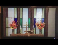 Blue shirt guy falls off church stage