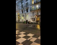 Collab IITW - Woman in black coat poses by the garbage on fire