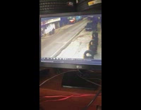 video surveillance a man falls out of the back of a truck