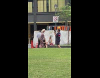 Woman classy dress sing park video shoot